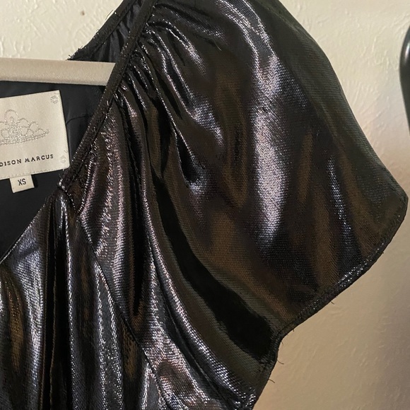 Madison Marcus Black Metallic Silk Top XS - Picture 3 of 6